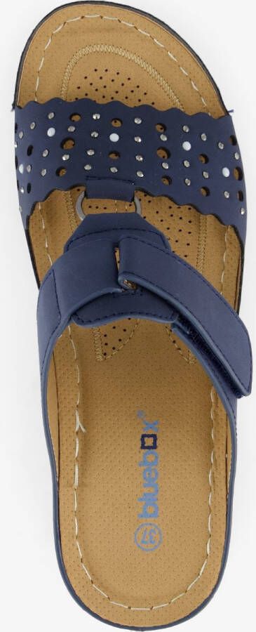 BLUE BOX dames slippers met perforaties blauw
