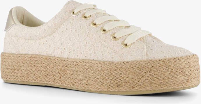 BLUE BOX dames sneakers met jute zool beige goud
