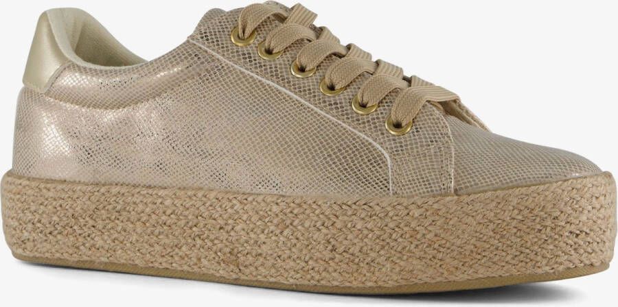 Blue Box dames sneakers met jute zool goud