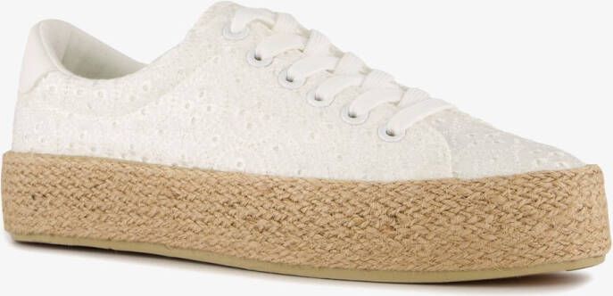 BLUE BOX dames sneakers met jute zool wit