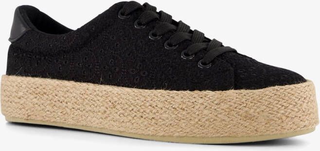 BLUE BOX dames sneakers met jute zwart