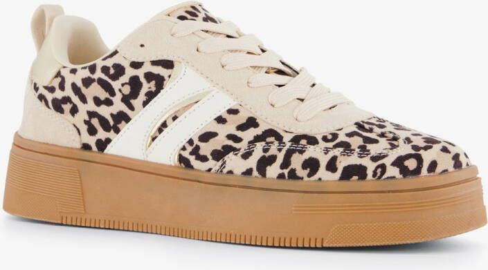 BLUE BOX dames sneakers met luipaardprint beige Uitneembare zool