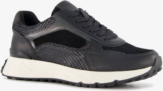 BLUE BOX dames sneakers met slangenprint details zwart Uitneembare zool
