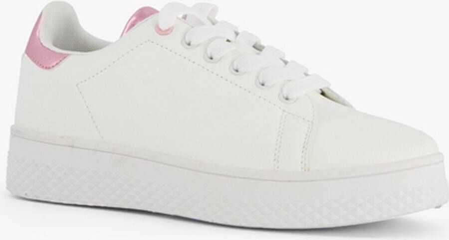 BLUE BOX dames sneakers wit met metallic roze