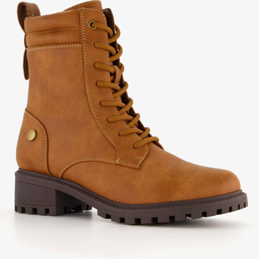 Blue Box dames veterboots cognac