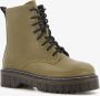 Blue Box dames veterboots taupe groen - Thumbnail 1