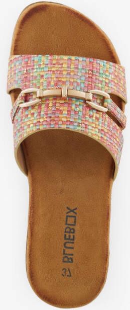 BLUE BOX gekleurde dames slippers met gesp goud