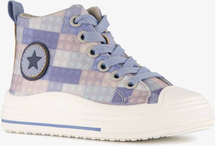 BLUE BOX hoge kinder sneakers met ruitprint blauw