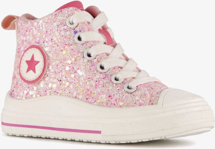 BLUE BOX hoge meisjes sneakers met glitters roze Uitneembare zool