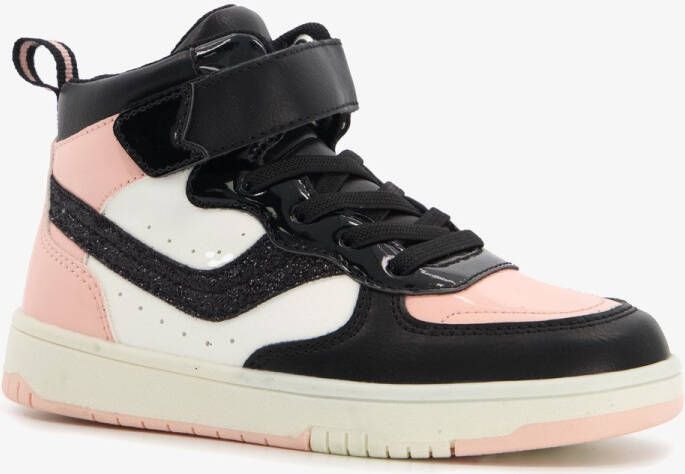 BLUE BOX hoge meisjes sneakers met lak zwart roze
