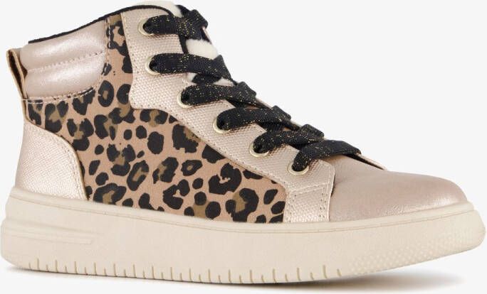 BLUE BOX hoge meisjes sneakers met panterprint beige parelmoer
