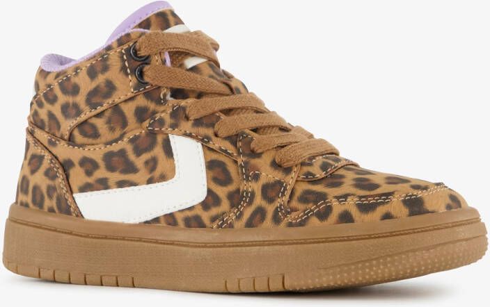 BLUE BOX hoge meisjes sneakers met panterprint bruin Uitneembare zool