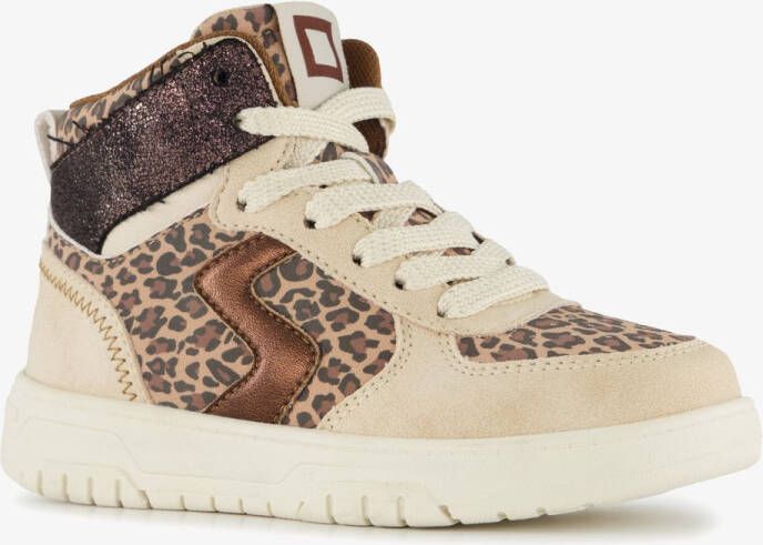 BLUE BOX hoge meisjes sneakers met panterprint details beige Uitneembare zool