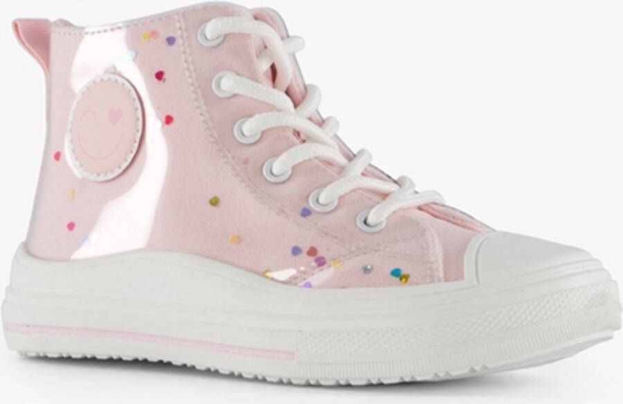 Blue Box hoge meisjes sneakers roze met hartjes