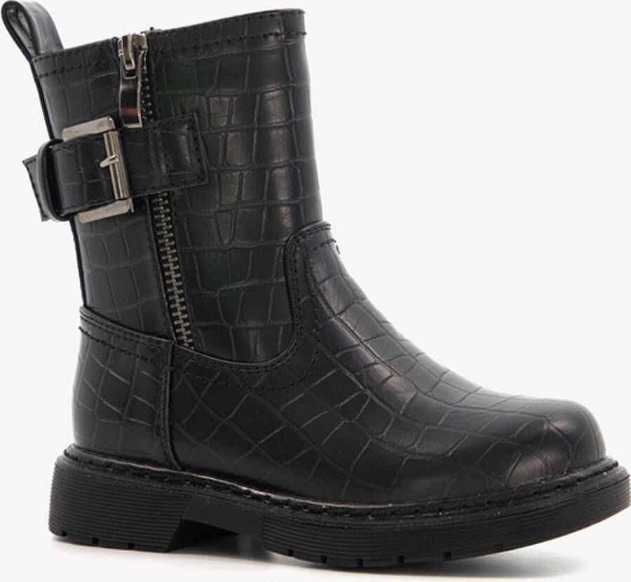 BLUE BOX meisjes biker boots met croco print Zwart