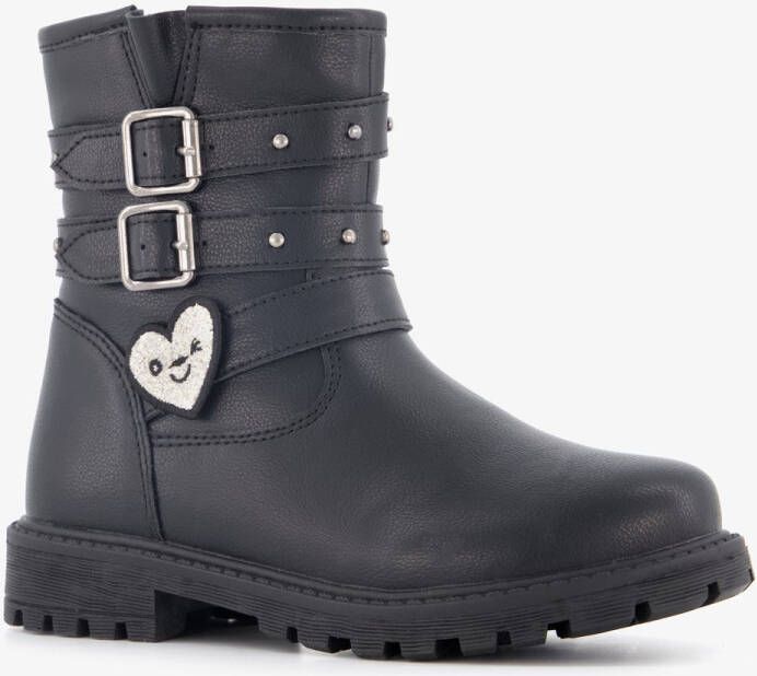 BLUE BOX meisjes biker boots met hartje zwart