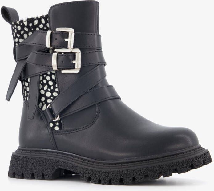 BLUE BOX meisjes biker boots met stippen zwart