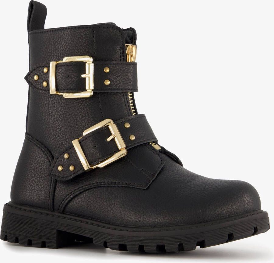 BLUE BOX meisjes biker boots zwart met studs
