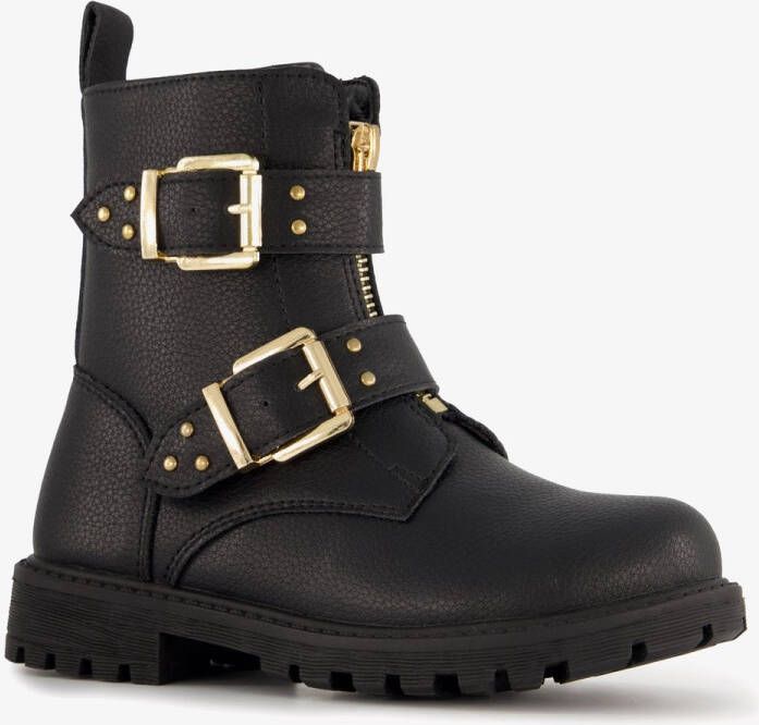 BLUE BOX meisjes biker boots zwart met studs Uitneembare zool