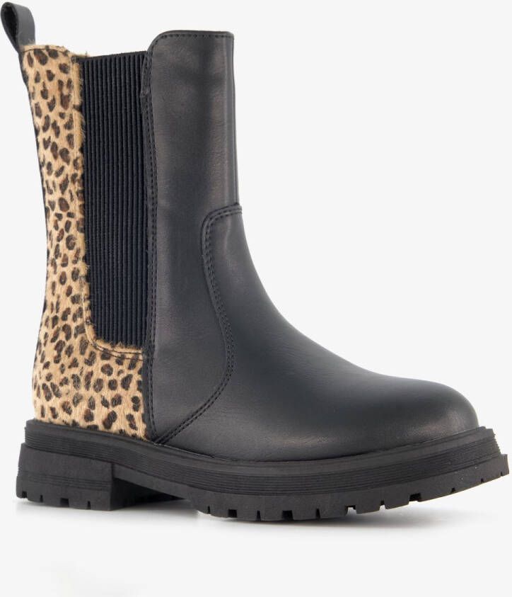 BLUE BOX meisjes Chelsea boot met luipaardprint zwart