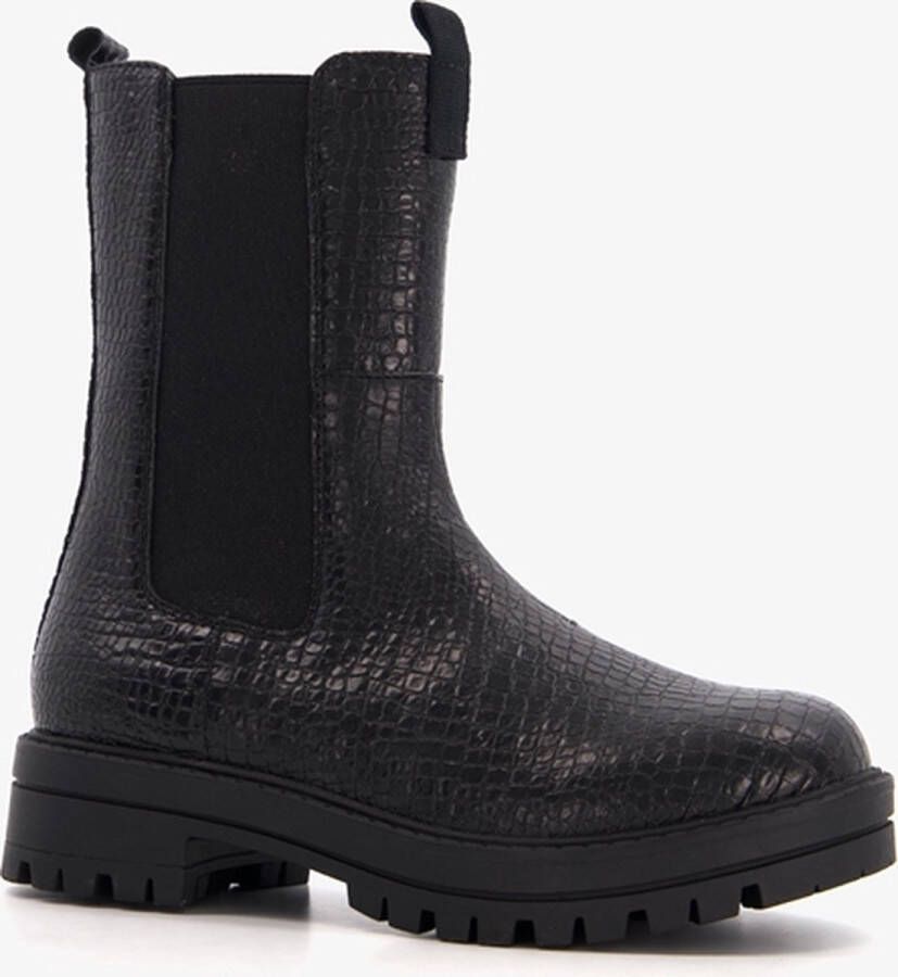 BLUE BOX meisjes chelsea boots met crocoprint Zwart