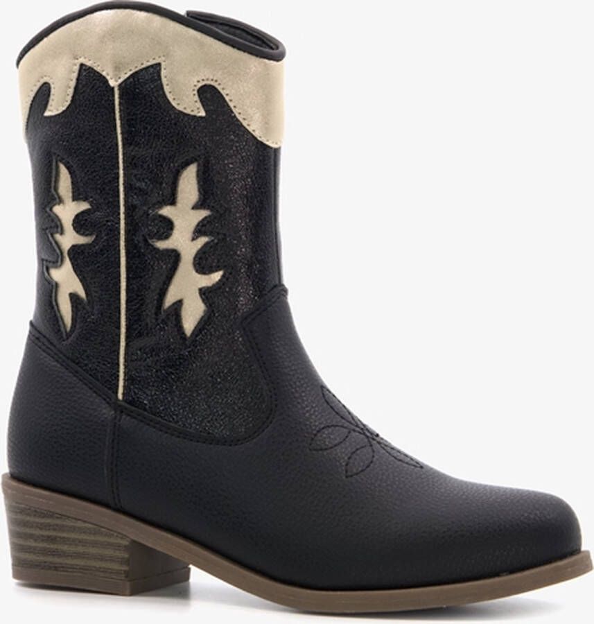 BLUE BOX meisjes cowboy western boots zwart goud Uitneembare zool