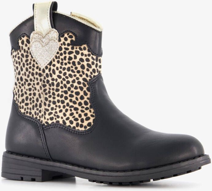 BLUE BOX meisjes cowboylaarsjes met luipaardprint zwart