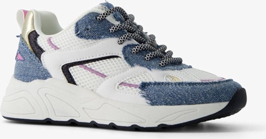 BLUE BOX meisjes dad sneakers met denim details Wit Uitneembare zool