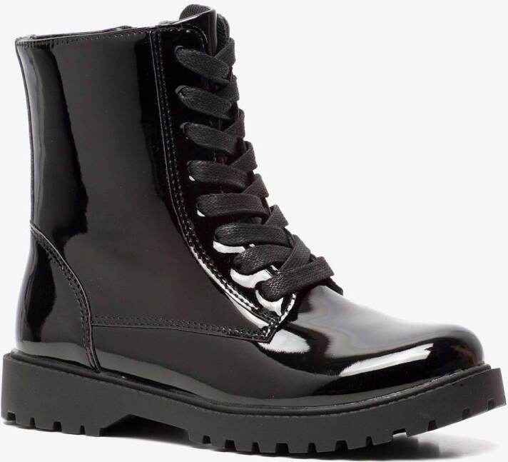 BLUE BOX meisjes lak veterboots Zwart