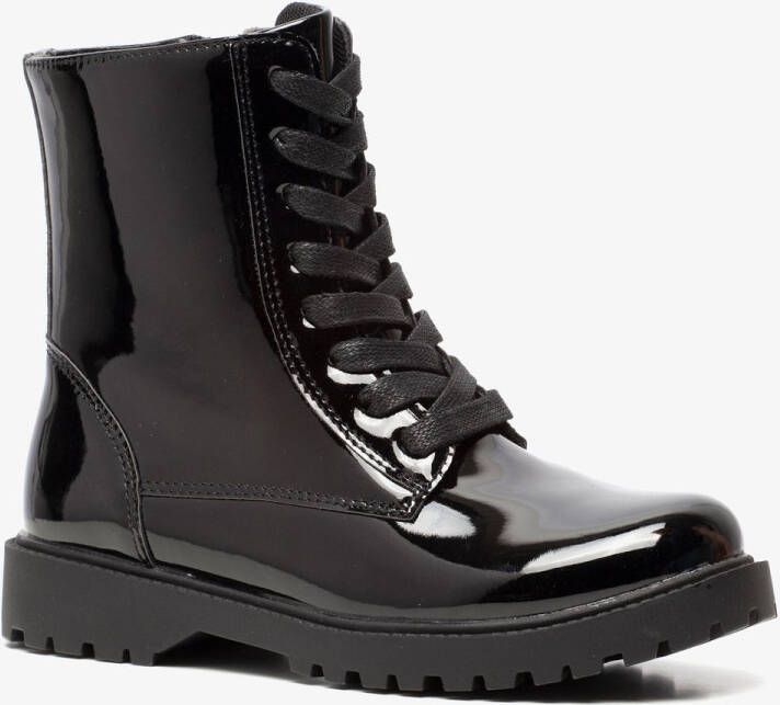 BLUE BOX meisjes lak veterboots zwart