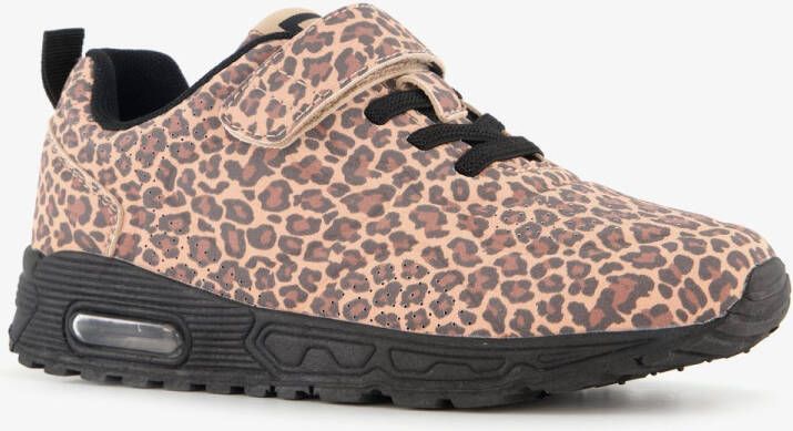 BLUE BOX meisjes sneakers met airzool en panterprint bruin