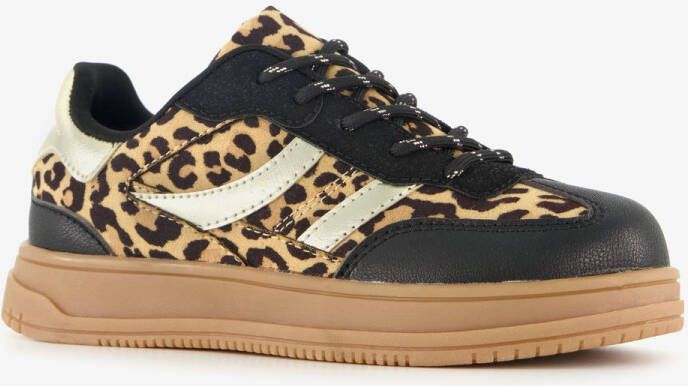 BLUE BOX meisjes sneakers met panterprint bruin zwart Uitneembare zool