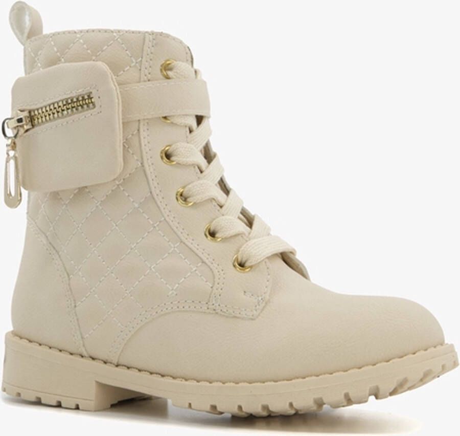 Blue Box meisjes veterboots beige met tasje