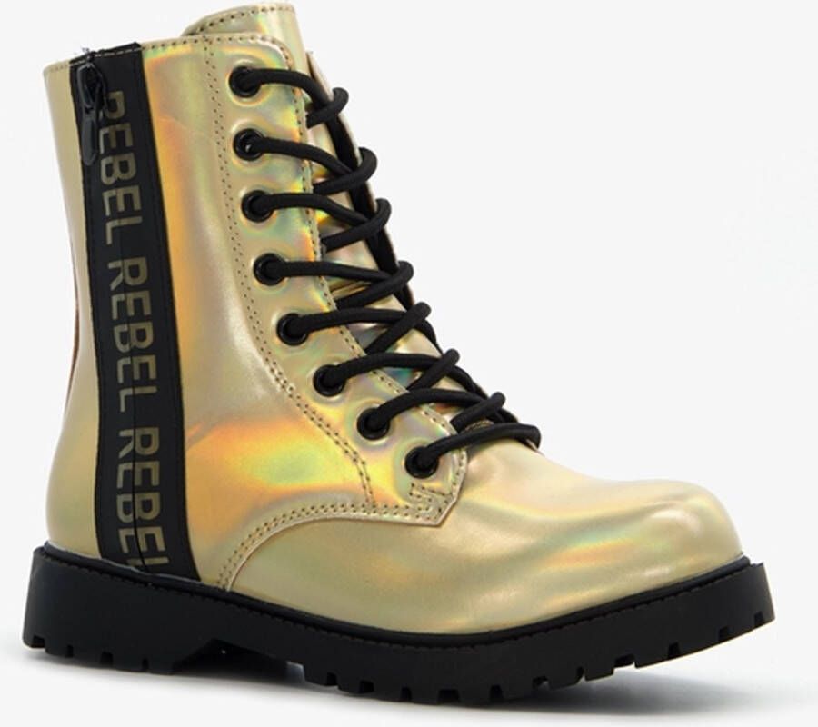 BLUE BOX meisjes veterboots goud zwart