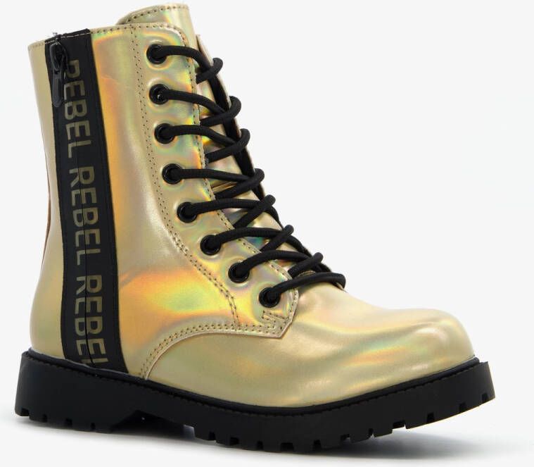 BLUE BOX meisjes veterboots goud zwart