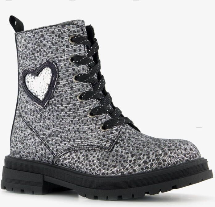 BLUE BOX meisjes veterboots met hartje zilver
