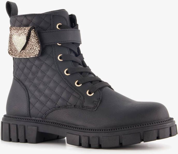 BLUE BOX meisjes veterboots met hartje zwart