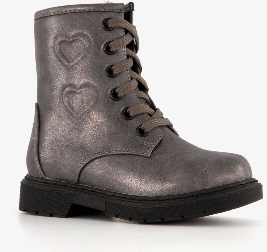 Blue Box meisjes veterboots met hartjes zilver