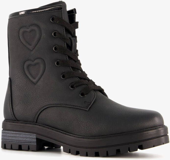 BLUE BOX meisjes veterboots met hartjes zwart