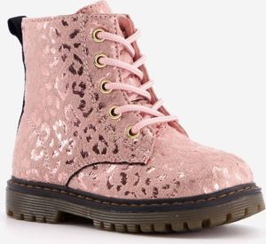 BLUE BOX meisjes veterboots met luipaardprint Roze