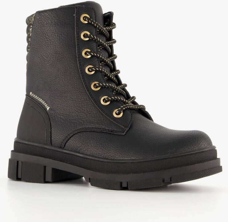 BLUE BOX meisjes veterboots zwart goud