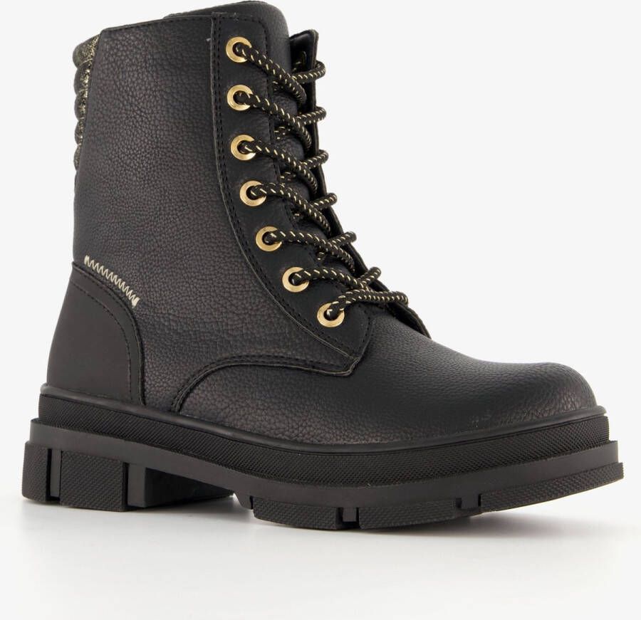 BLUE BOX meisjes veterboots zwart goud