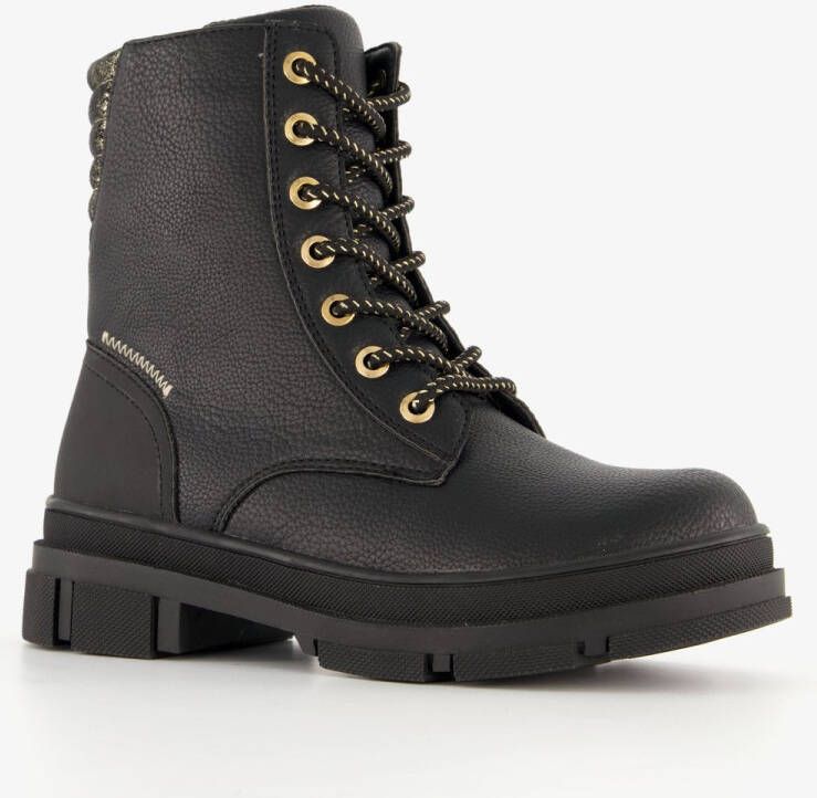BLUE BOX meisjes veterboots zwart goud