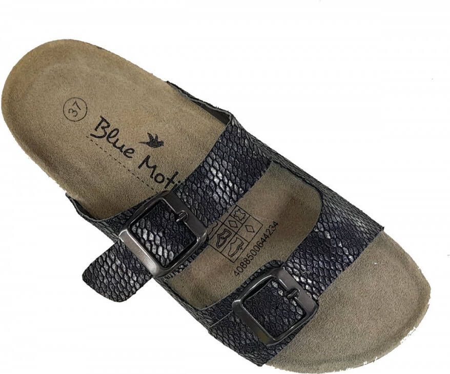 Blue emotion Blue Motion dames slippers model 4 donkerbruin met motief