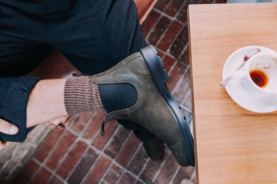 Blundstone Chelsea Laarzen Loop in Stijl met Dark Olive Breast Beatle El Side Boot Input Crust Groen Unisex - Foto 9