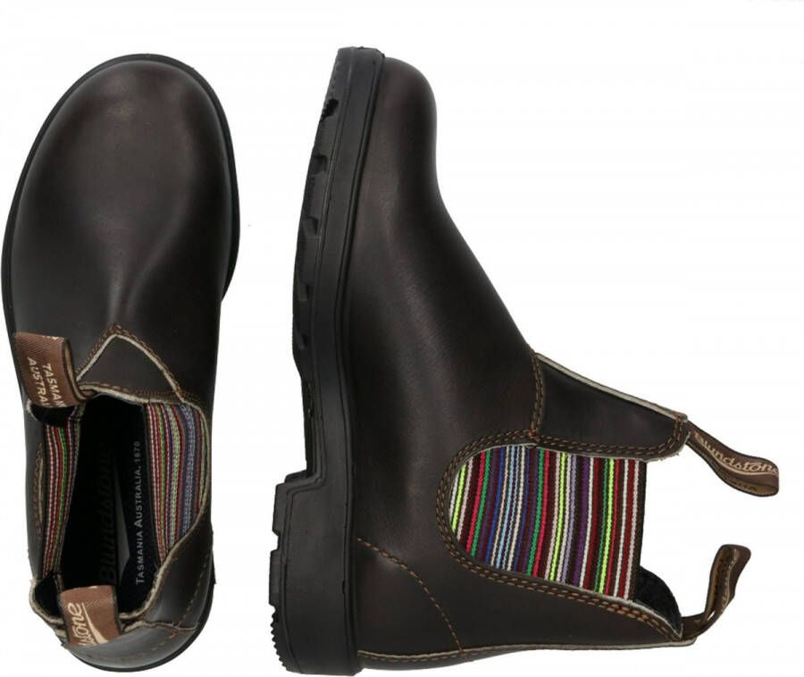 Blundstone Chelsea Stijl Enkellaarzen met Gekleurde Gestreepte Elastieken Black