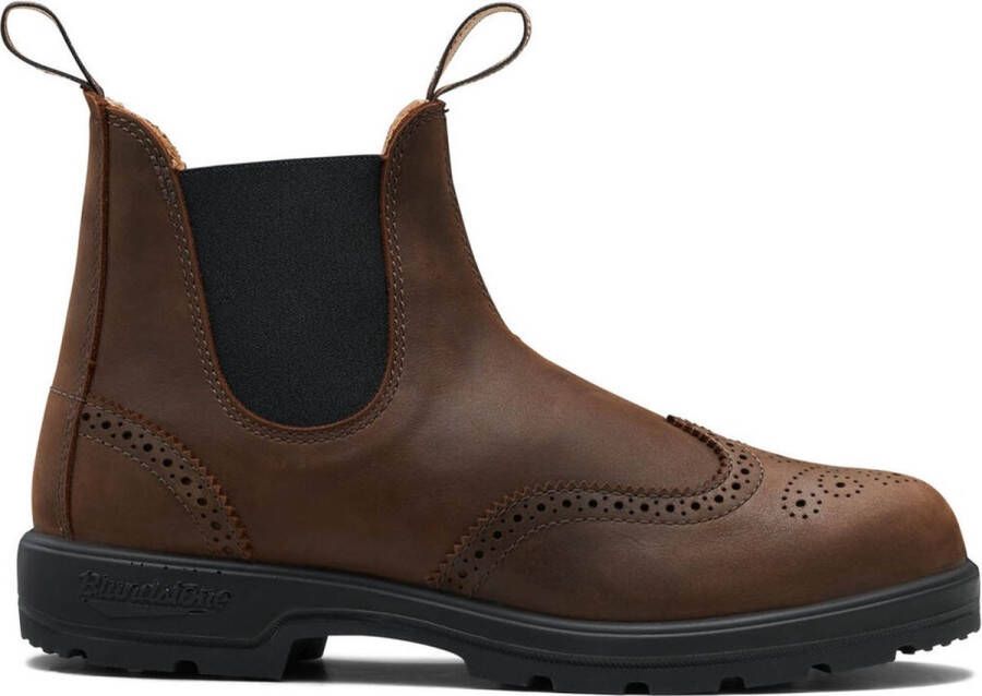 Blundstone Chelsea Boots #2444 Brogued Antique Brown Leather (Classics Series) Brown-6UK