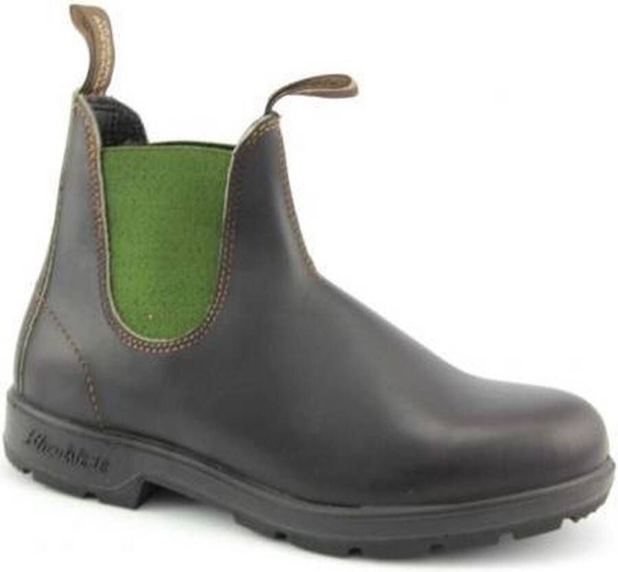 Blundstone Stiefel Boots #519 Stout Brown Leather with Olive Elastic (500 Series)-12UK