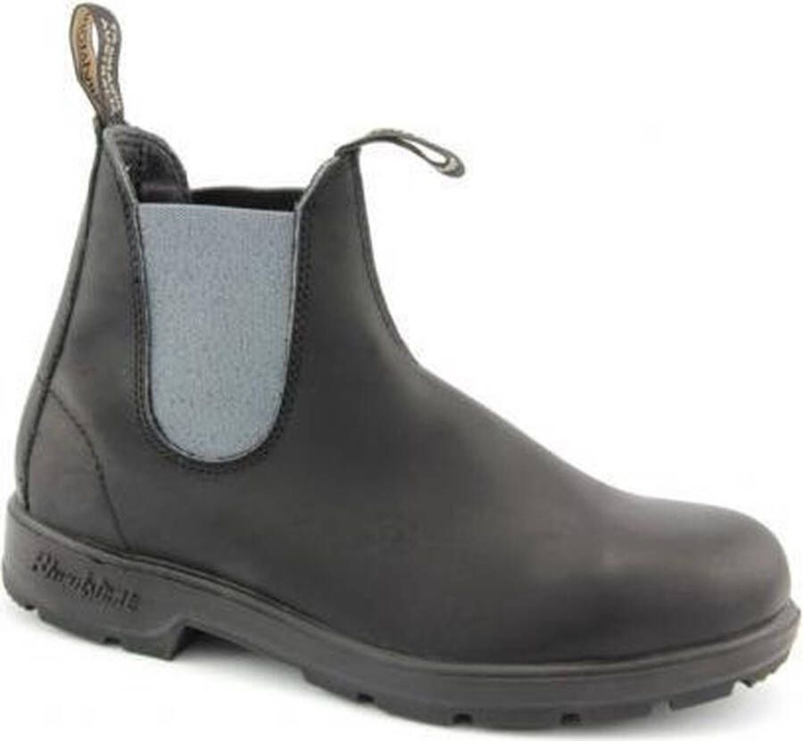 Blundstone Zwarte Leren Enkellaarzen met Marineblauwe Zijelastieken Black Dames