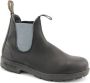 Blundstone Zwarte leren enkellaarsjes met marineblauwe elastieken aan de zijkant - Thumbnail 1